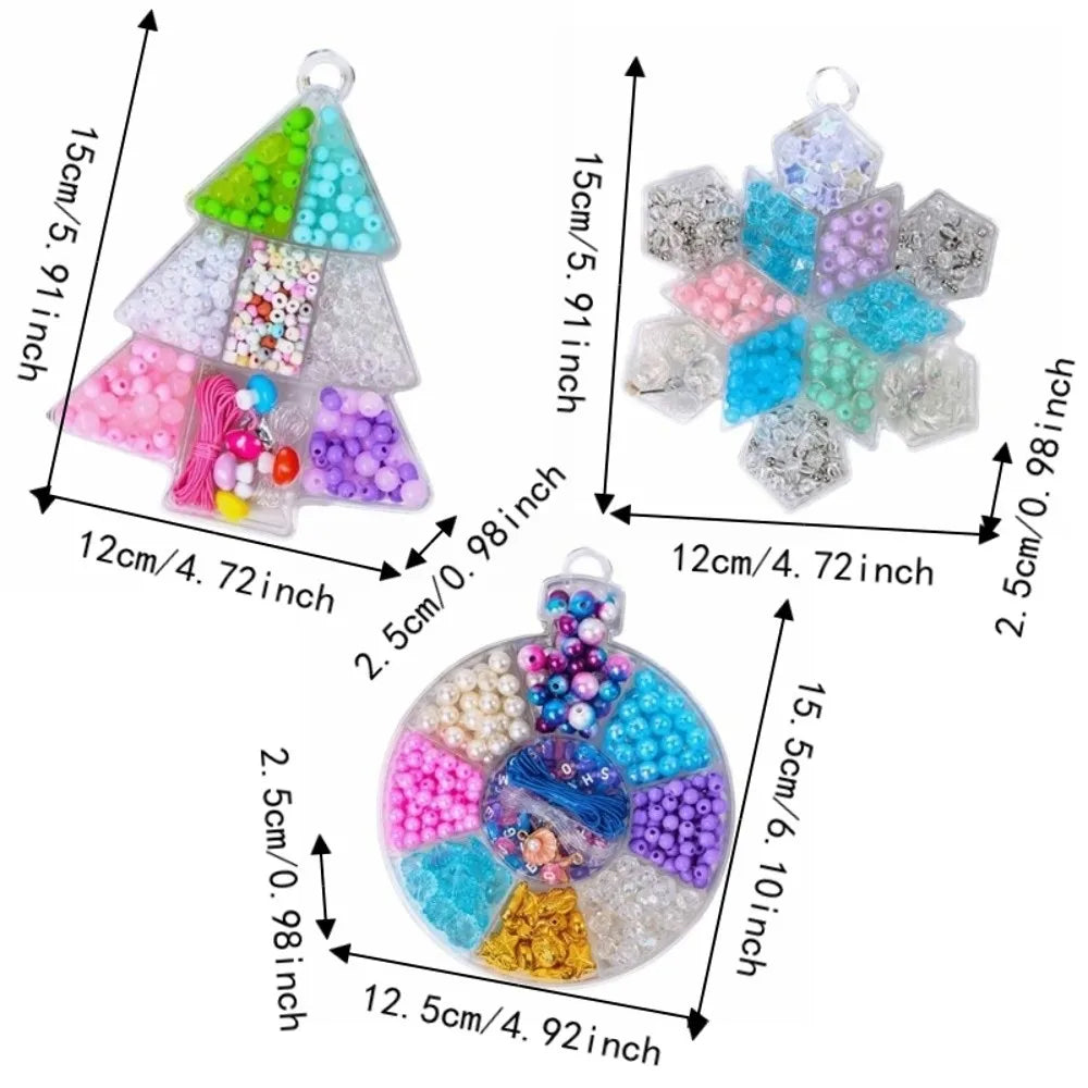 Christmas Beading DIY Kit – Snowflake Bracelet & Necklace Set Kids Jewelry Craft Kit PLUSH