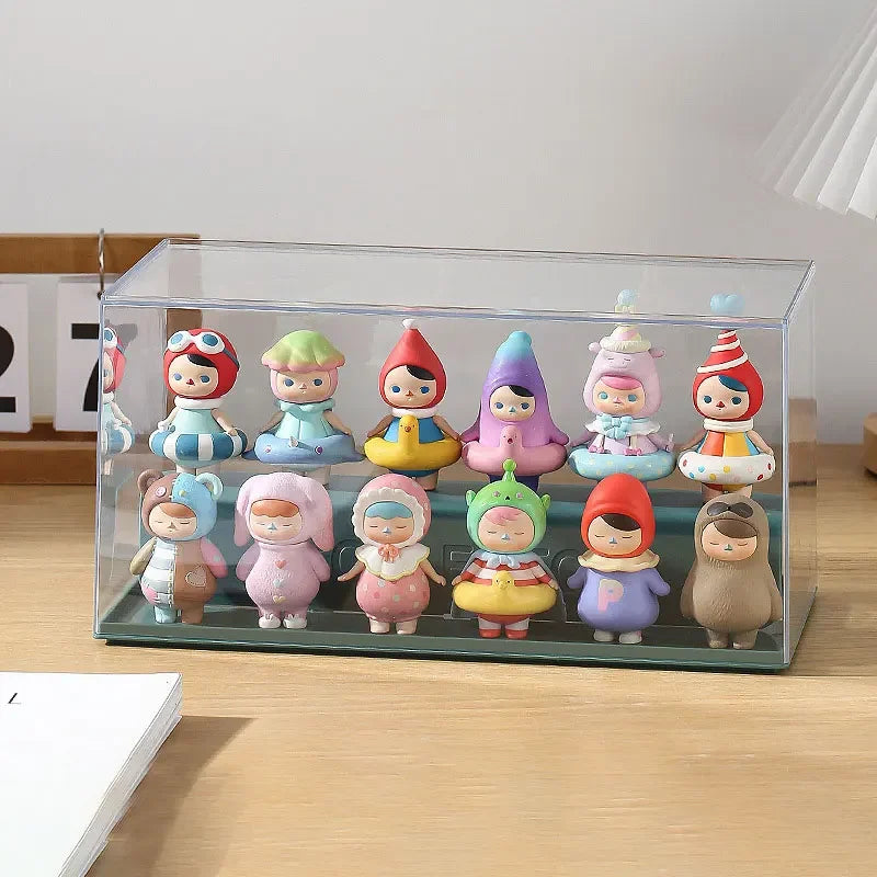 Stackable Acrylic Display Case for Anime Figures & Blind Boxes Acrylic Display Case PLUSH Blue double-layer