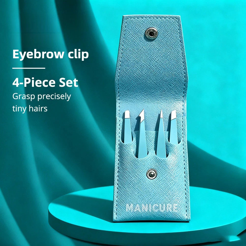 Ouriner Stainless Steel Slant Tweezers Set – Precision Brow Tool Eyebrow Tweezers Set PLUSH