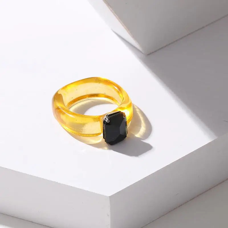 Women's Colorful Zircon Resin Ring – Trendy Sweet Style Resin Fashion Ring PLUSH one size A2
