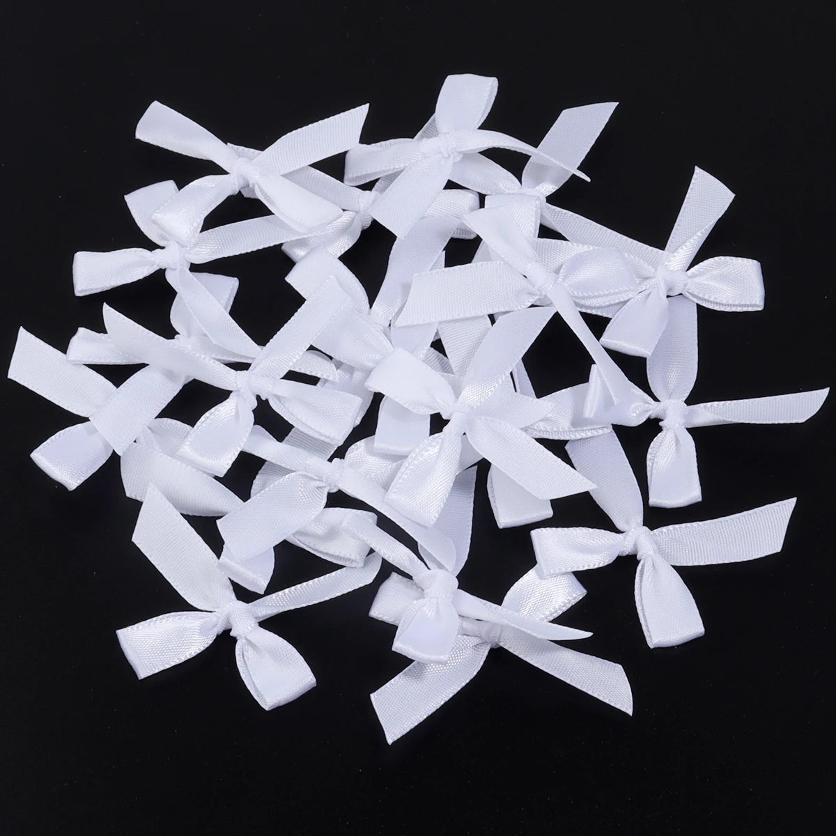50pcs Satin Ribbon Bows 3.5x4cm – Colorful DIY Craft Decor Ribbon Bows PLUSH White 3.5x4cm