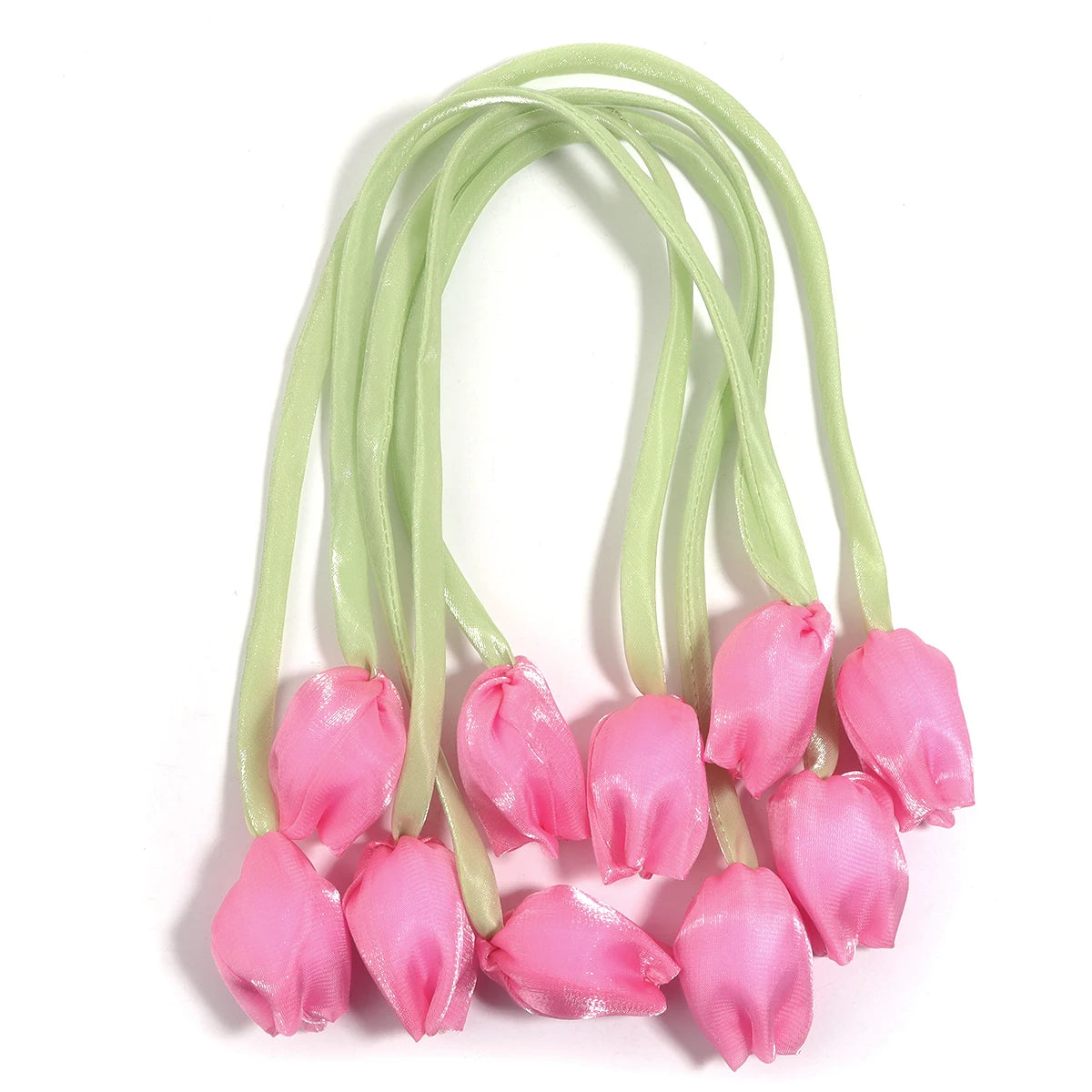 5pcs Tulip Fabric Flower Ribbons – DIY Bag Hat Clothes Decor Fabric Flower Trim PLUSH hotpink