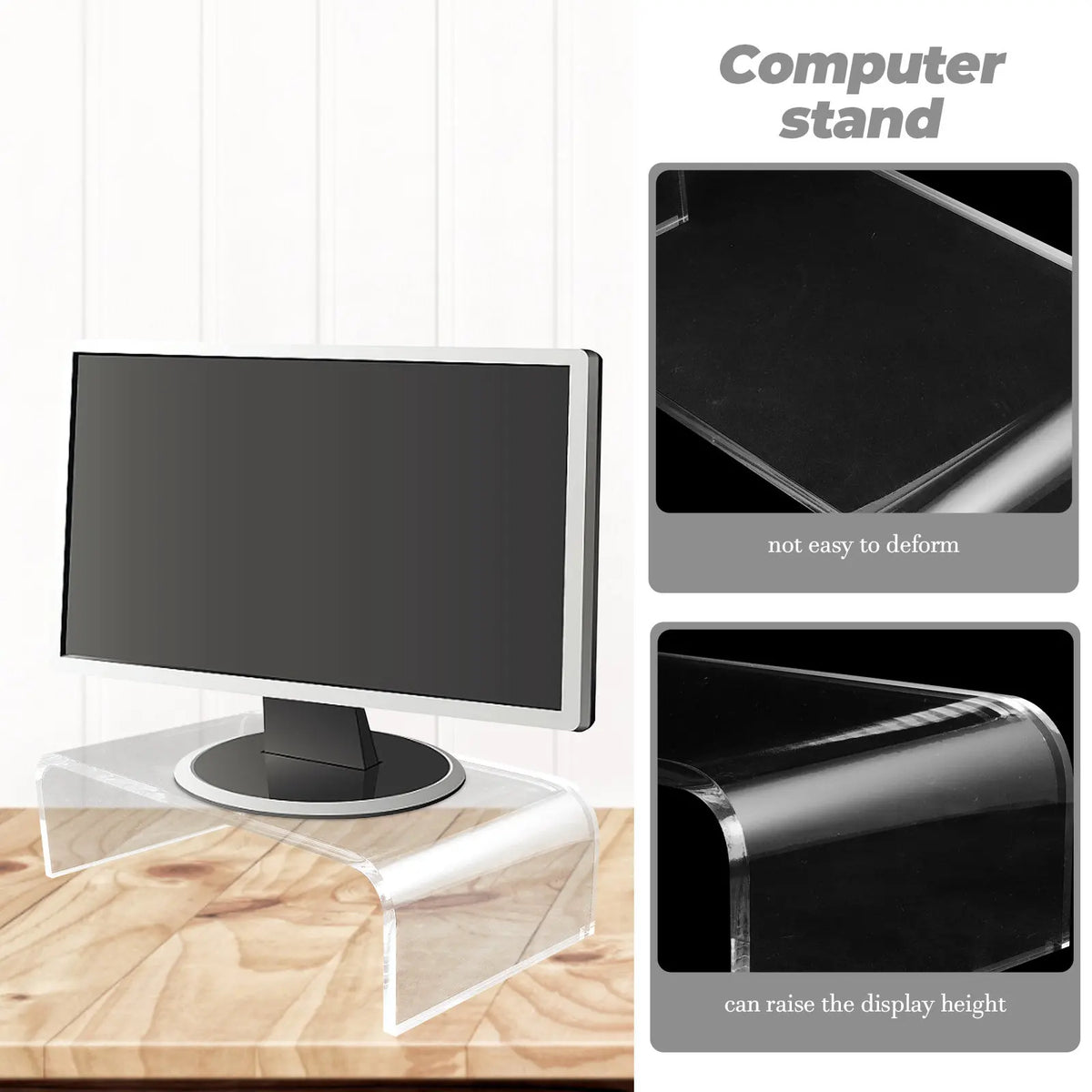 Foxnovo Clear Acrylic Monitor Riser – Ergonomic Desk Stand Monitor Riser Stand PLUSH