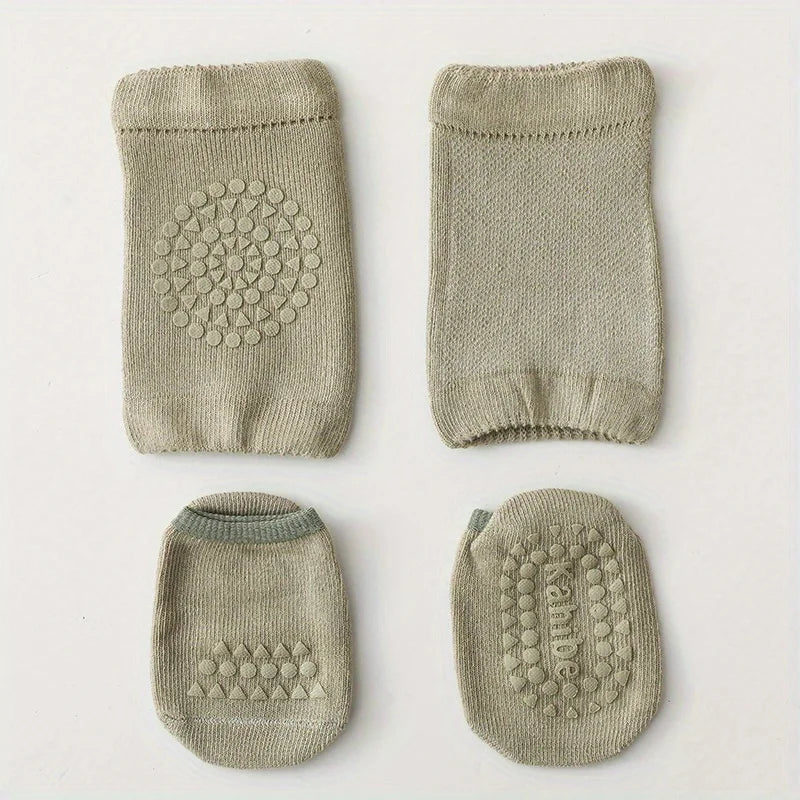 Baby Anti-Slip Floor Socks & Knee Pads Set – 2pcs Toddler Baby Floor Socks PLUSH