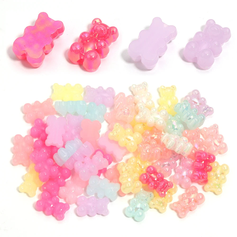 50pcs Jelly Bear Acrylic Spacer Beads – DIY Jewelry Making Acrylic Spacer Beads PLUSH