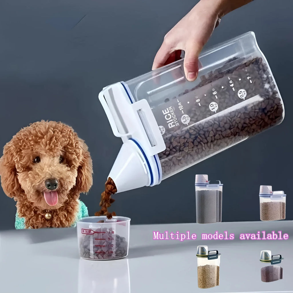 Pet Food Storage Container with Measuring Cup – Sealed Jar Pet Food Container PLUSH