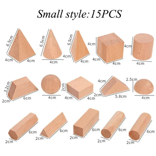 Montessori Wooden Geometric Building Blocks – Kids STEM Toy Set Wooden Educational Toy PLUSH 15pcs 1