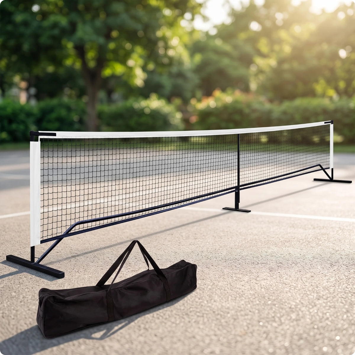 Portable Pickleball Net with Wheels – Heavy-Duty Freestanding Pickleball Net System PLUSH White Black