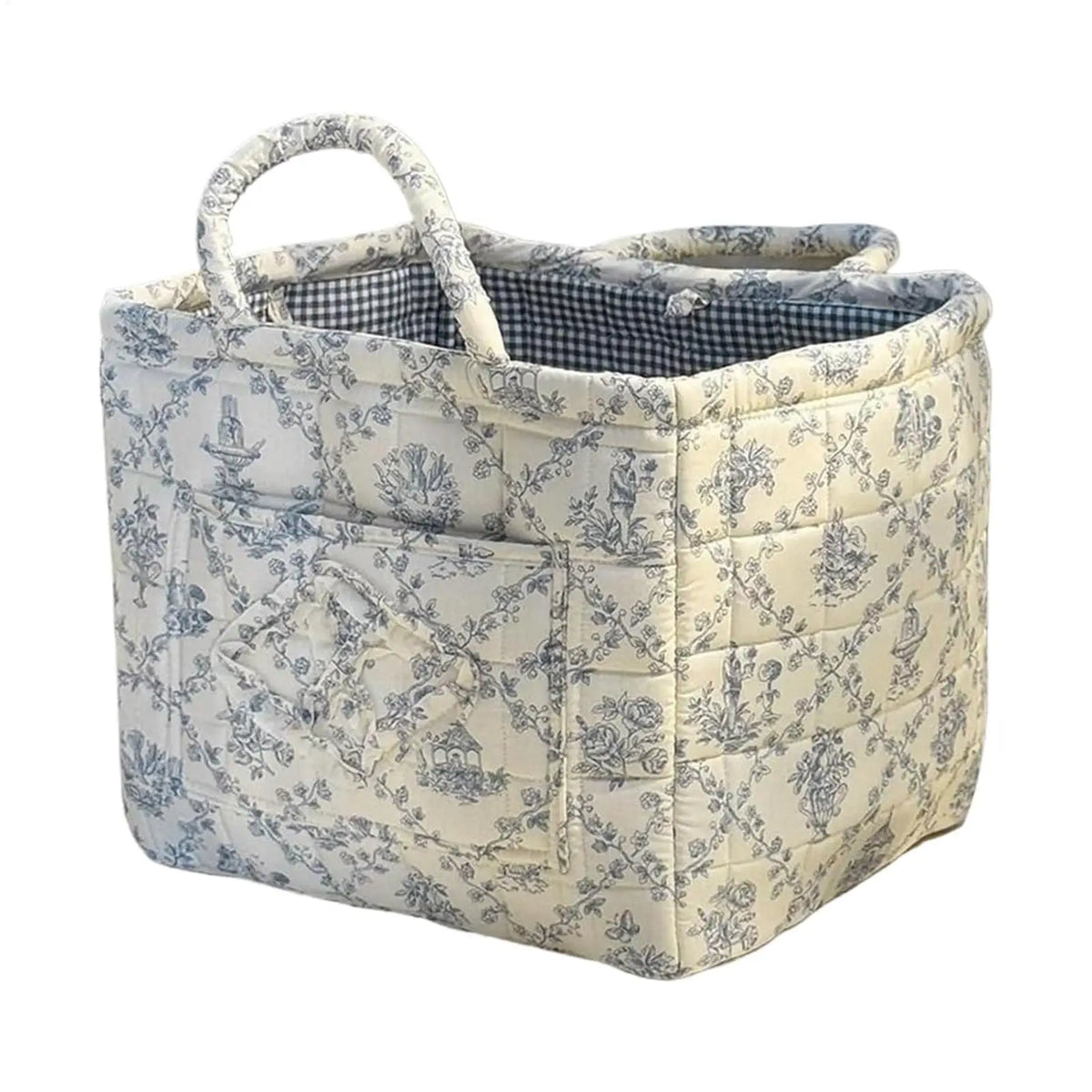 Vintage Floral Foldable Storage Basket with Handles | Boho Fabric Storage Basket PLUSH