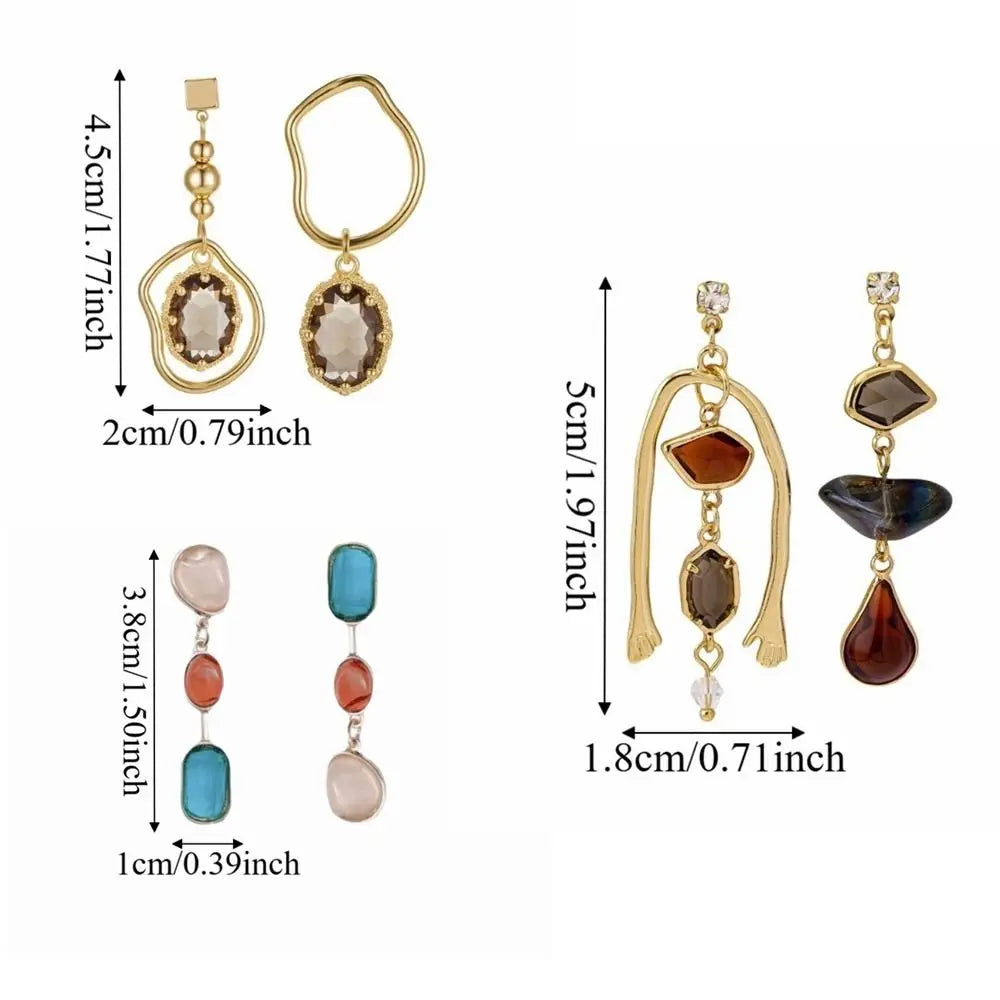 Zircon Asymmetric Drop Dangle Earrings – Vintage Alloy Drop Dangle Earrings PLUSH