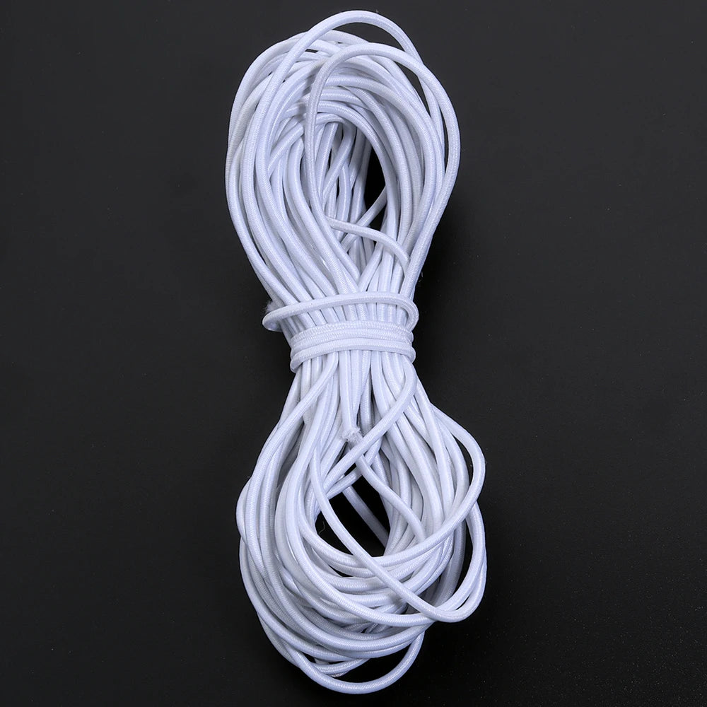 10m Round Elastic Cord Stretch String for DIY Sewing & Crafts Elastic Sewing Cord PLUSH White 2.5mm