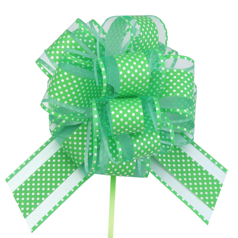 2pcs Polka Dot Pull Bow Ribbons 15cm – Gift Wrap Decoration Gift Wrap Bow PLUSH Green
