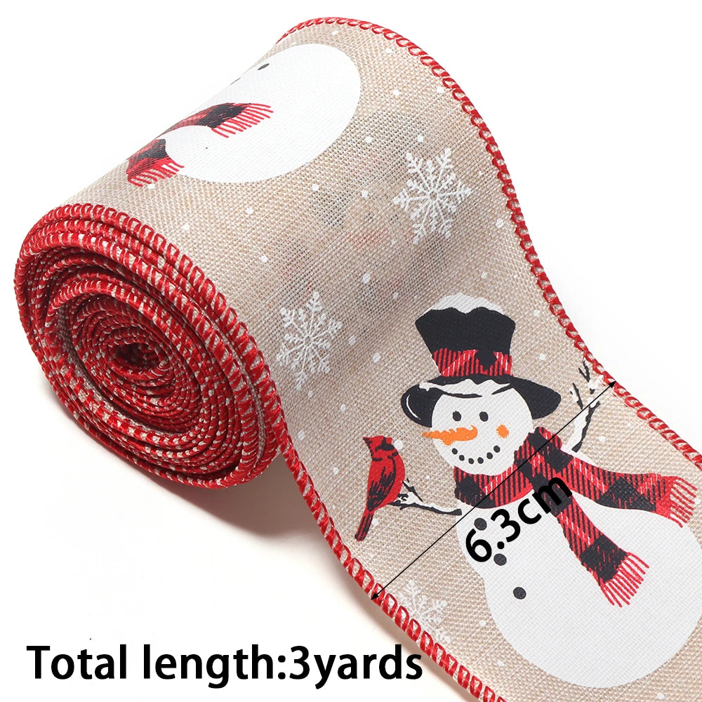 3 Yards Christmas Linen Ribbon 2" – DIY Gift Wrap & Craft Craft Ribbon PLUSH