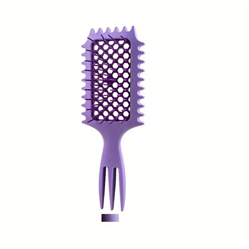 5-Piece Hair Styling Set – Curl Brush, Rat Tail & Edge Comb Hair Styling Set PLUSH Purple