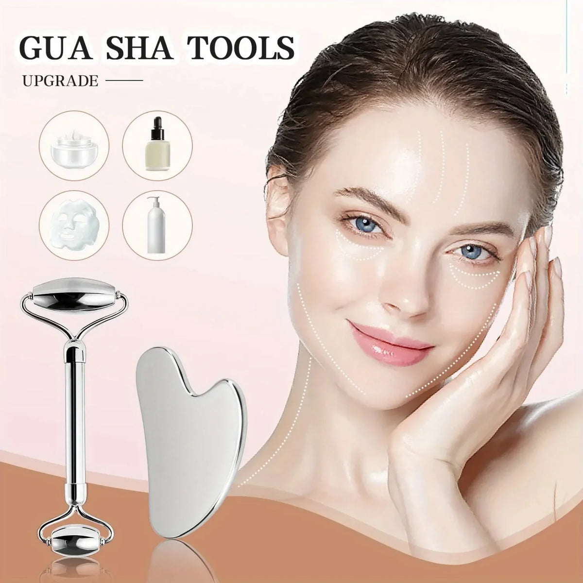 Stainless Steel Dual-Sided Facial Roller | Cooling Face Massager Facial Massage Roller PLUSH
