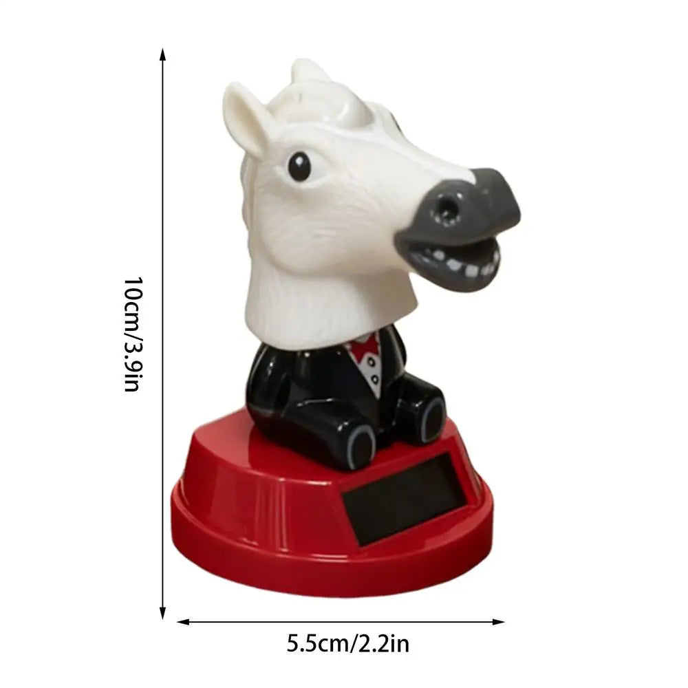 Solar Horse Bobblehead Car Dashboard Ornament | Shaking Figurine Car Dashboard Ornament PLUSH Red
