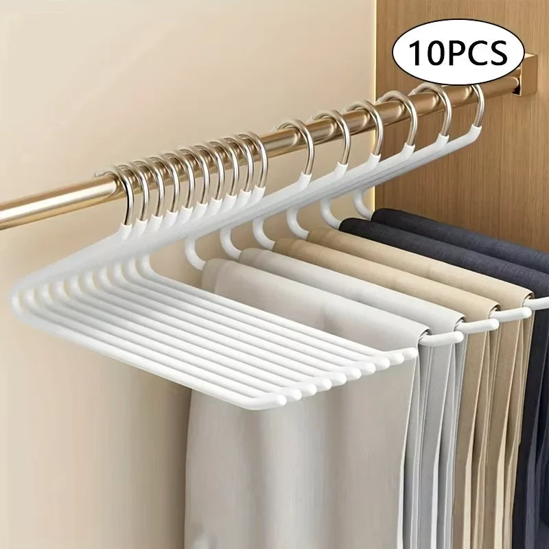 10pcs Z-Shape Metal Pants Hangers | Space-Saving Closet Organizer Pants Hanger Set PLUSH