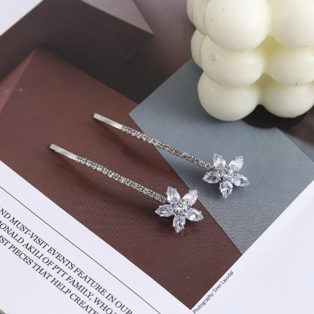 Floral Rhinestone Metal Hair Clips for Women – 2pcs Set Hair Clips PLUSH 2Pcs