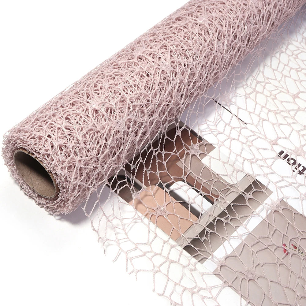 50m Korean Hollow Mesh Floral Wrapping Net Yarn Bouquet Roll Floral Wrapping Mesh PLUSH khaki