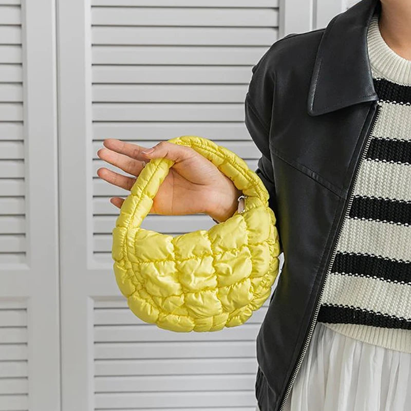 Mini Puffer Quilted Tote Bag – Soft Nylon Dumpling Purse Mini Tote Bag PLUSH