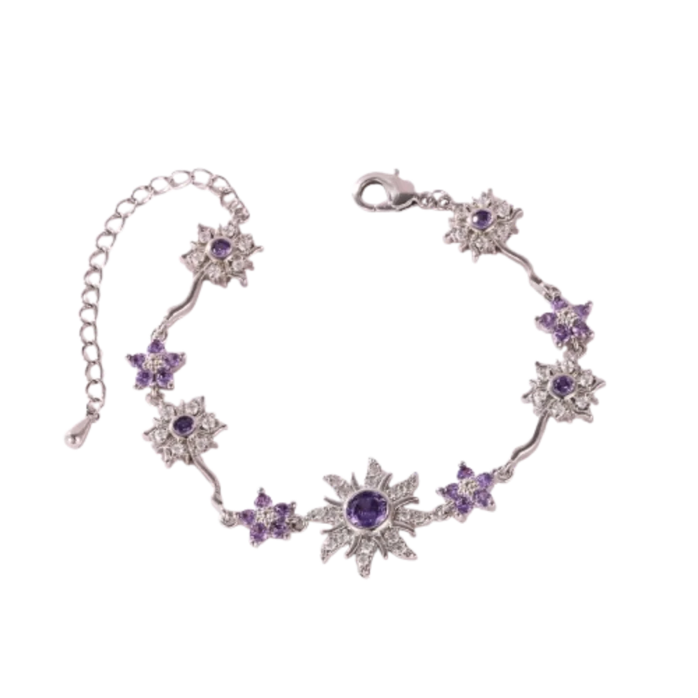 Sunflower Crystal Cubic Zirconia Bracelet – Gold & Silver Bangle Crystal Bangle Bracelet PLUSH Silver