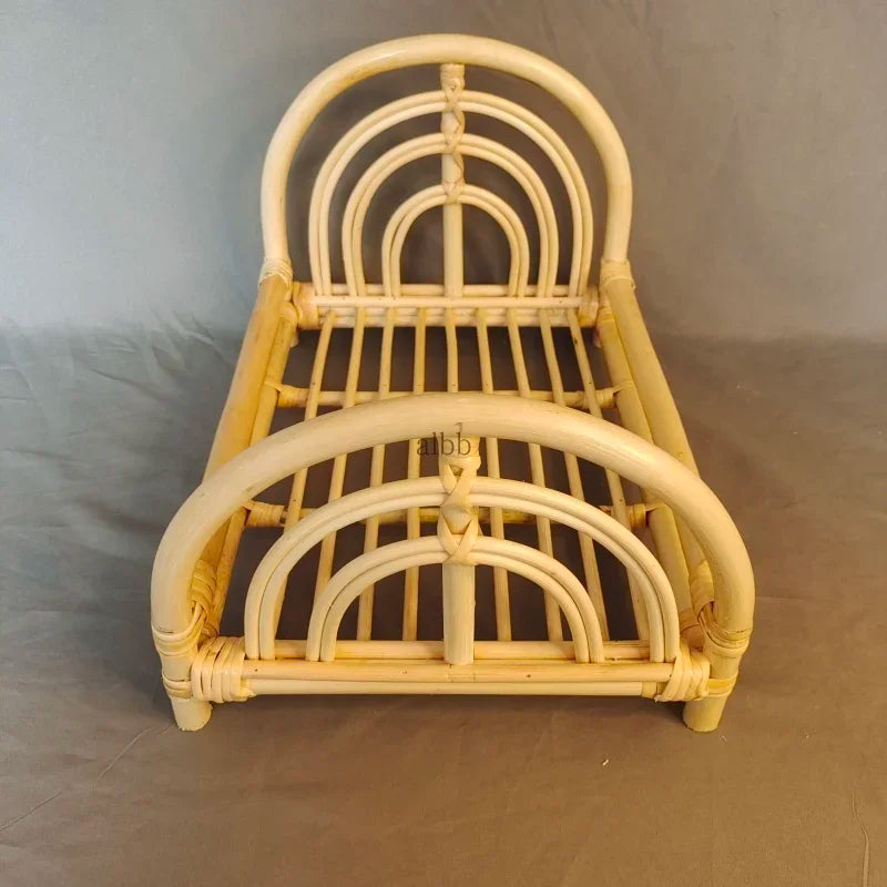 Vintage Rattan Newborn Photography Basket Prop | Baby Bed Newborn Photo Prop PLUSH bed