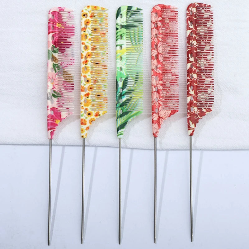 Anti-Static Rat Tail Comb – 5 Floral Patterns | Hair Styling Hair Styling Comb PLUSH 5pcs