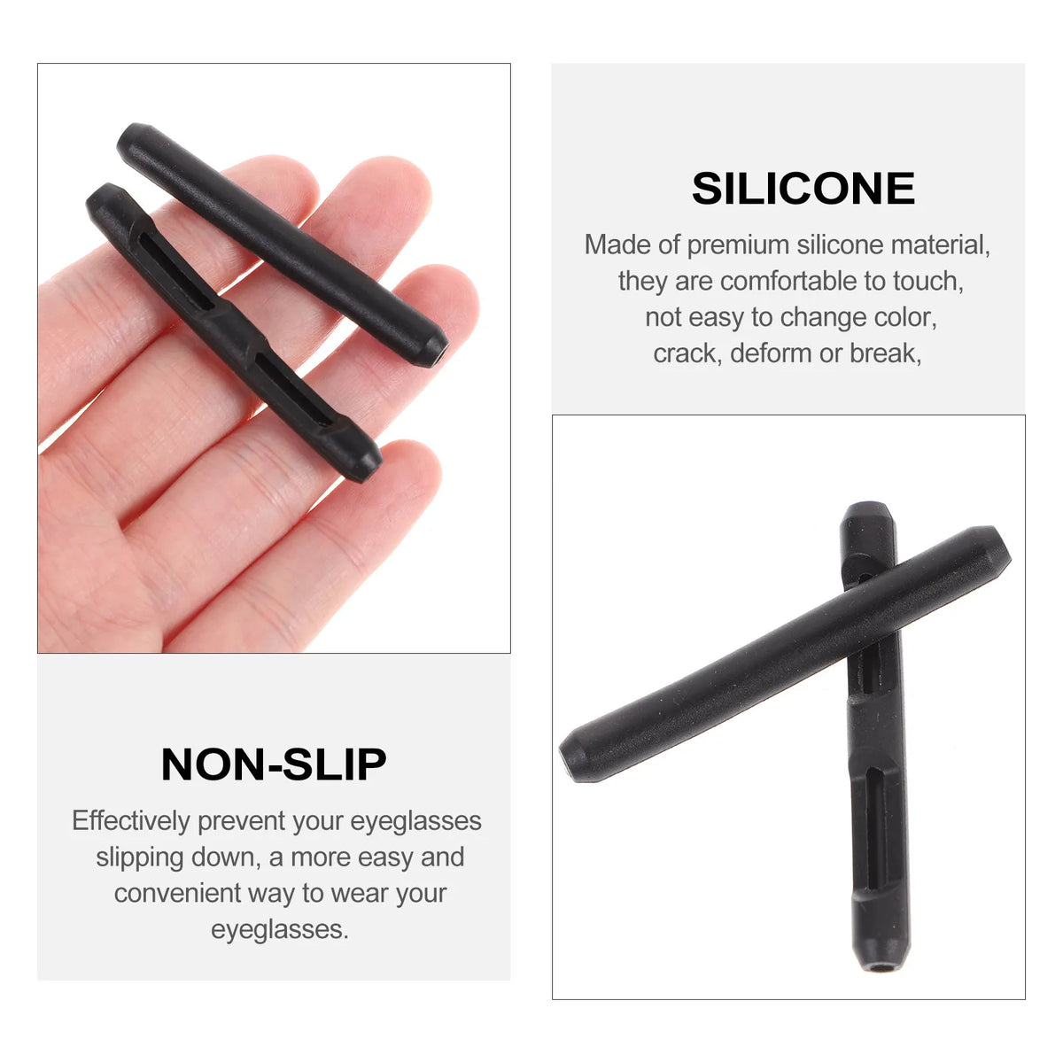 10 Pairs Silicone Eyeglass Ear Cushions – Anti-Slip Temple Sleeves Eyeglass Accessories PLUSH