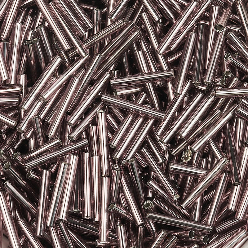 Silver Filled Czech Glass Tube Beads 2x12mm – 10g DIY Jewelry Glass Spacer Beads PLUSH light purple