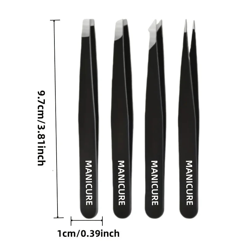 Ouriner 4-Piece Stainless Steel Eyebrow Tweezers Set Eyebrow Tweezers Set PLUSH