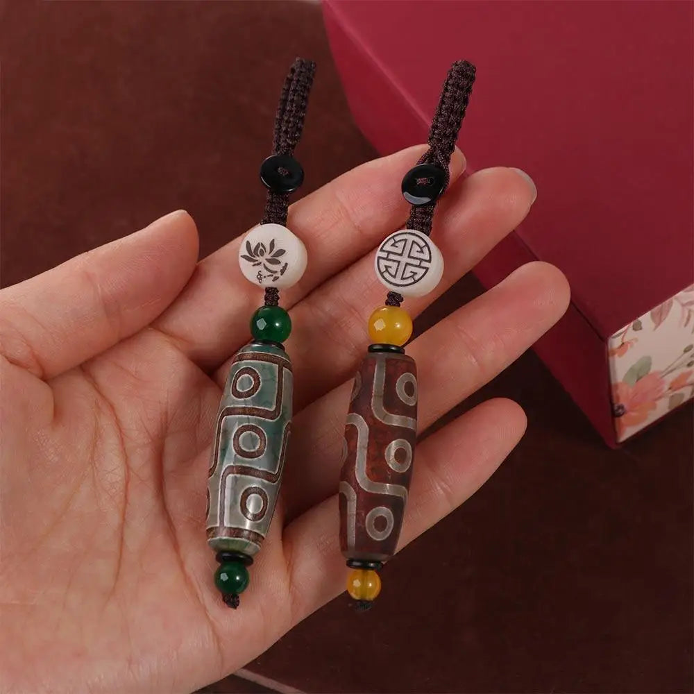 Nine Eye Tibet Dzi Agate Bead Keychain – Eastern Pendant Bead Pendant Keychain PLUSH
