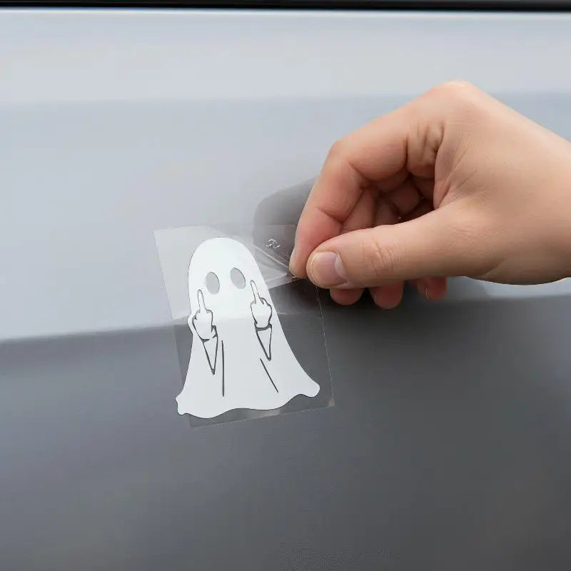 Funny Ghost Middle Finger Car Sticker – Waterproof PVC Decal Car Decal Sticker PLUSH