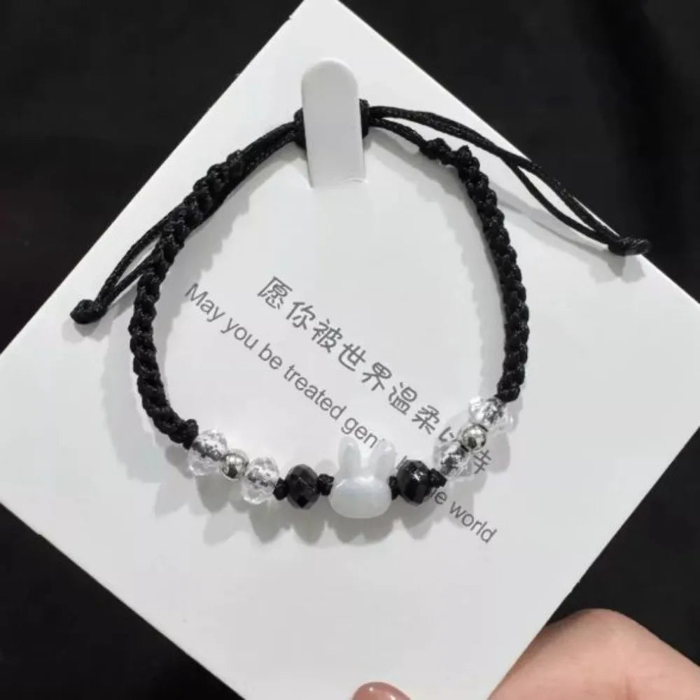 Minimalist Cat & Rabbit Bead Bracelet – Friendship Gift Beaded Bracelet PLUSH Style D