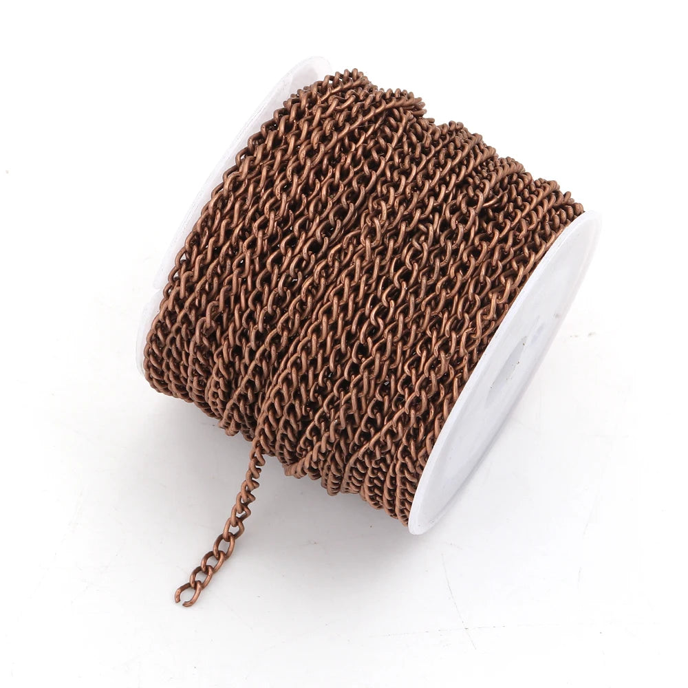 10 Yards 3x4mm Metal O-Shape Link Chain for DIY Jewelry Making Jewelry Making Chain PLUSH Antique Red Copper