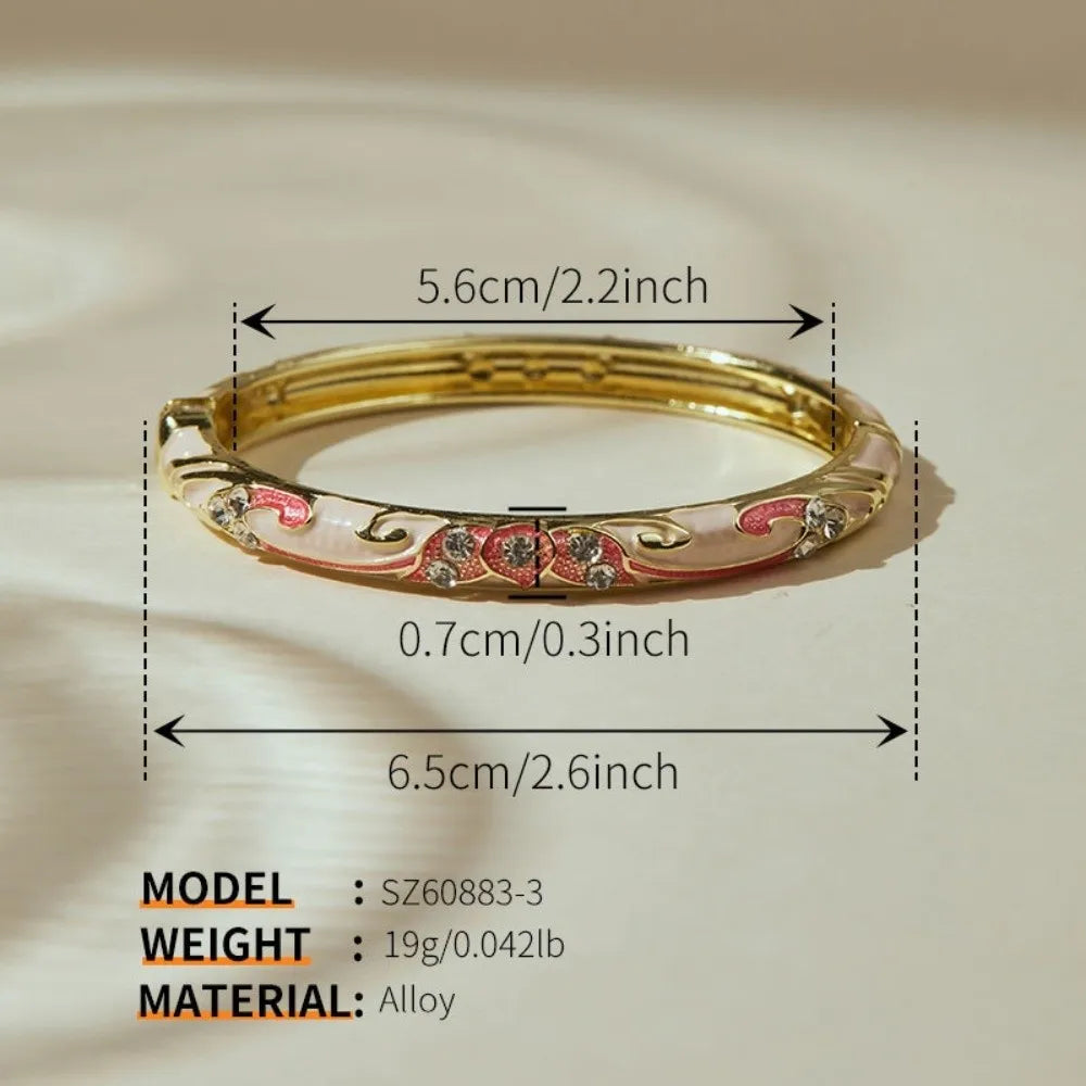 Cloisonne Floral Enamel Bangle – Vintage Women's Bracelet Enamel Bangle PLUSH Style 3