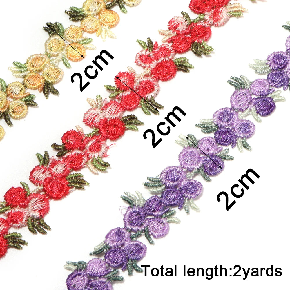 2 Yards Colorful Flower Lace Trim – DIY Ribbon & Jewelry Lace Trim Ribbon PLUSH