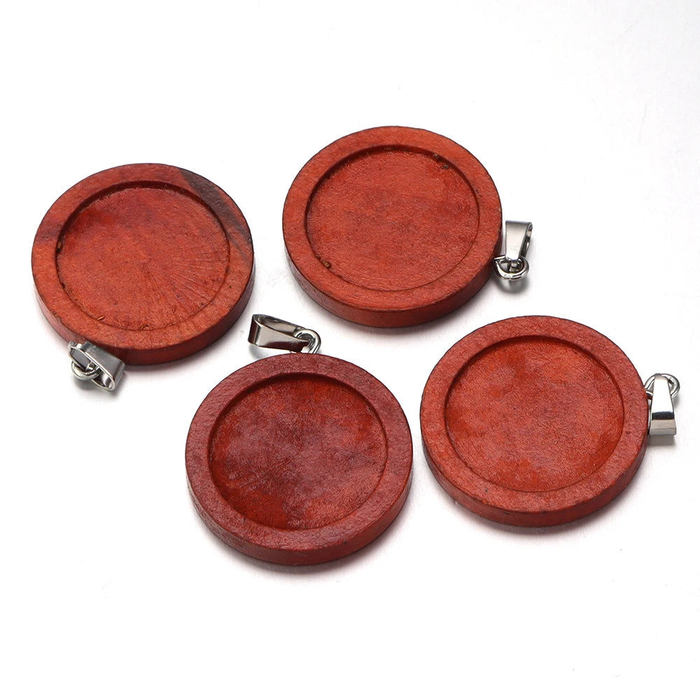 Round Wood Blank Pendant Settings 25/30mm Cabochon Base Tray Pendant Base Settings PLUSH Orange 30mm 1pcs