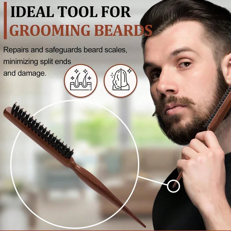 Wooden Handle Bristle Hair Brush Set – All Hair Types Hair Brush Set PLUSH
