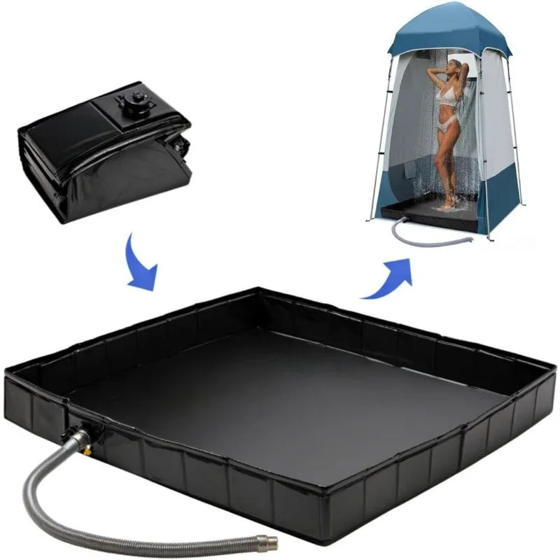Portable Outdoor Shower Tray 104cm PVC Water Collection Pool Portable Shower Tray PLUSH