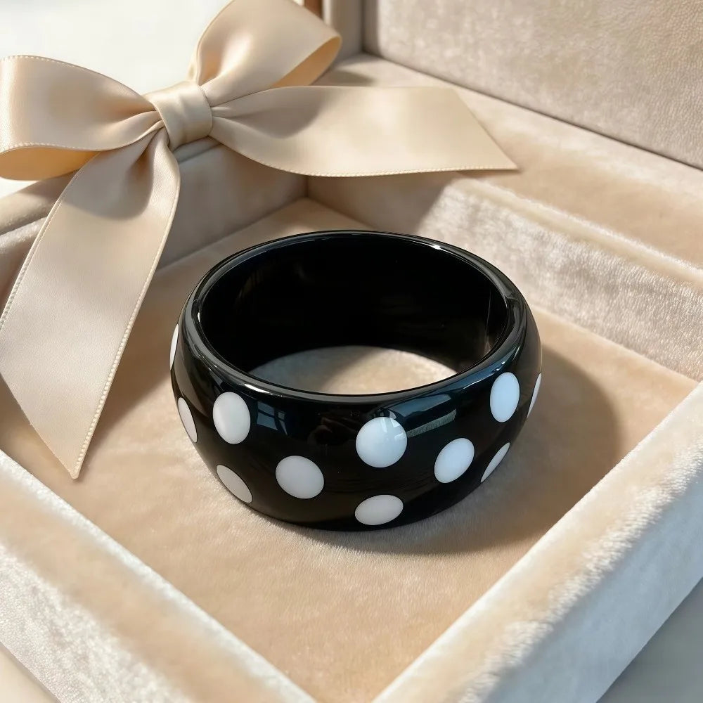 Vintage Resin Polka Dot Bangle – Punk Stackable Cuff Bracelet Cuff Bangle Bracelet PLUSH