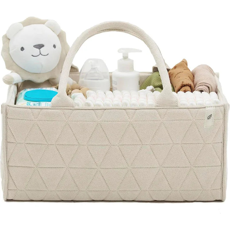 Large Capacity Portable Diaper Bag Off White Tote for Moms Diaper Tote Bag PLUSH