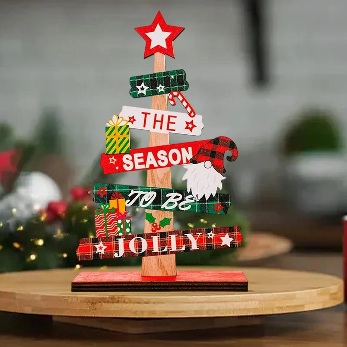 Wooden Mini Christmas Tree Desktop Ornament | Xmas Decor Christmas Ornament PLUSH