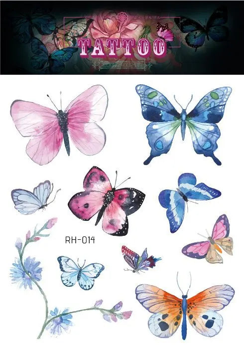 Purple Fairy Butterfly Glitter Temporary Tattoo Stickers Temporary Tattoo Sticker PLUSH RH-014