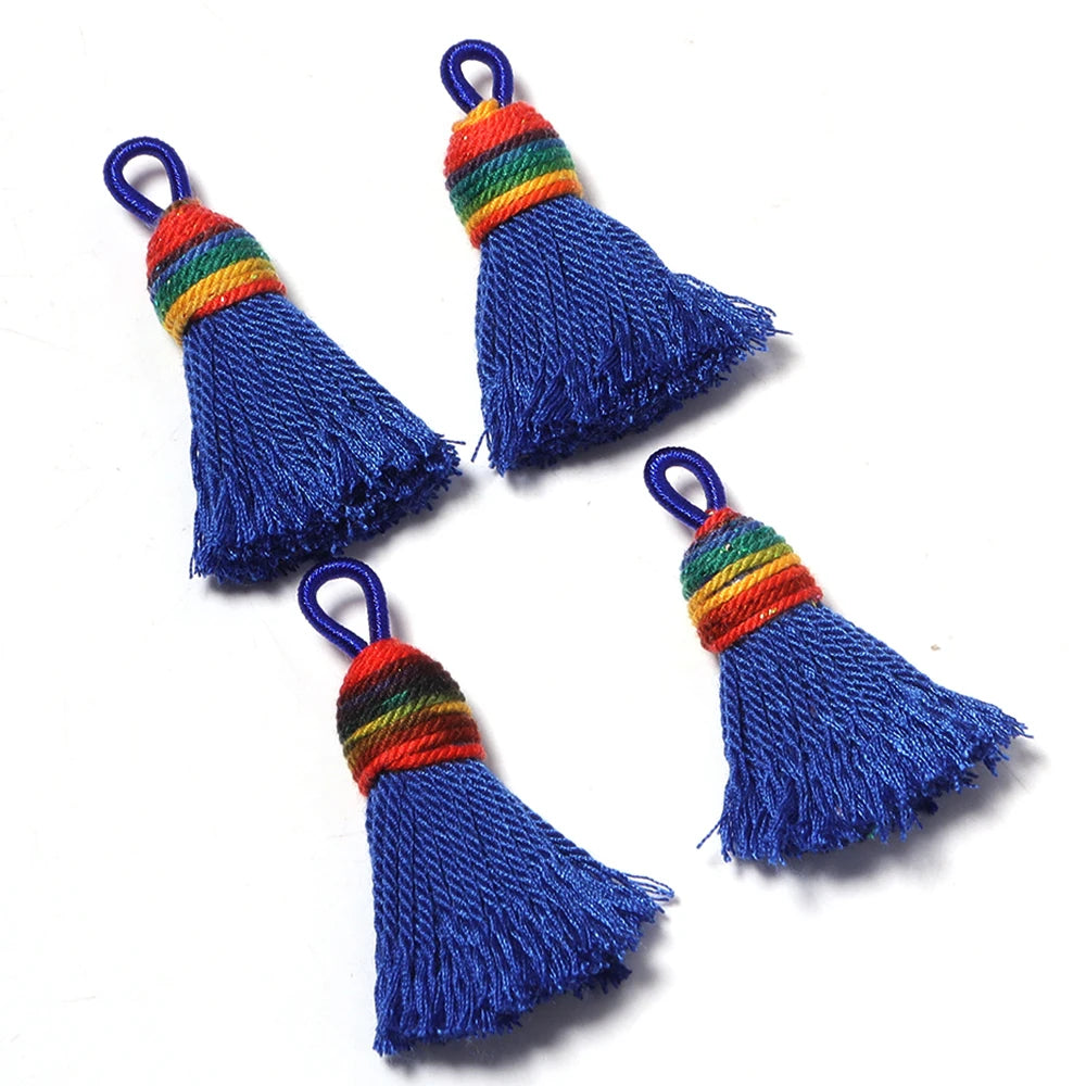 4pcs Gradient Glitter Mini Tassel Charms – DIY Jewelry Making Tassel Charms PLUSH Sapphire
