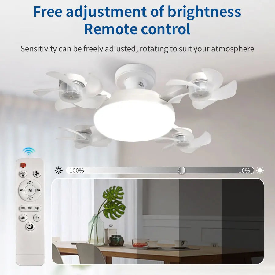 E27 LED Ceiling Fan Light 20W Dimmable 3-Color Remote Control LED Ceiling Fan Light PLUSH