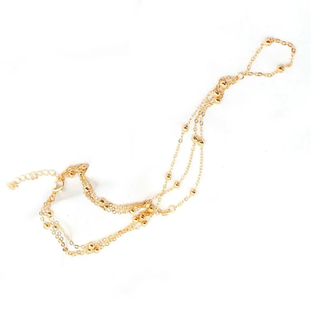 Vintage Mesh Tassel Toe Anklet – Boho Beaded Foot Jewelry Beaded Toe Anklet PLUSH gold