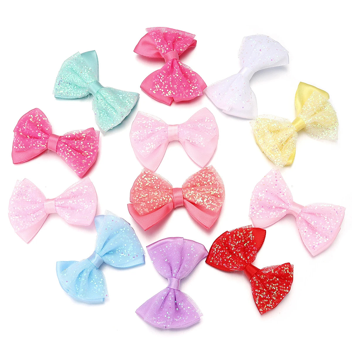 10pcs Sequin Mesh Ribbon Bows – Multicolor DIY Craft Decor Craft Ribbon Bows PLUSH
