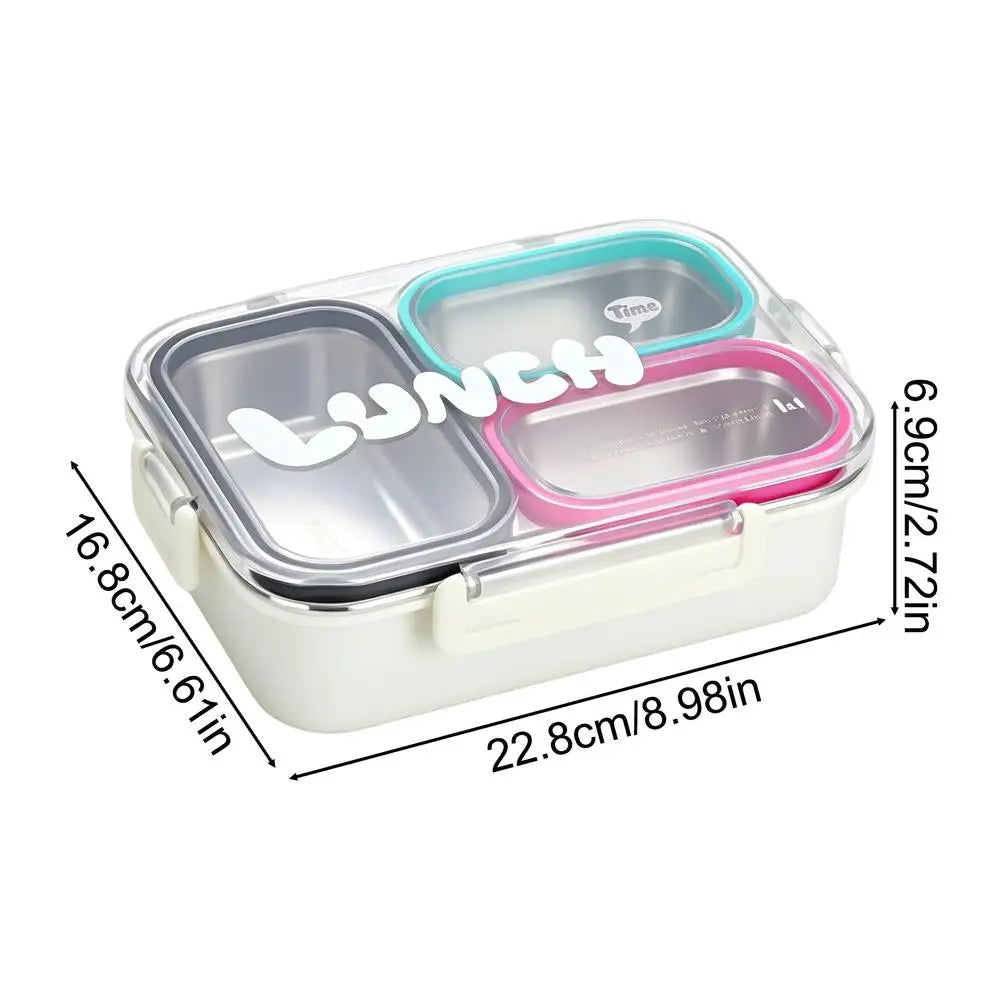 Stainless Steel 3-Compartment Leakproof Lunch Box Stainless Steel Lunch Box PLUSH black blue red