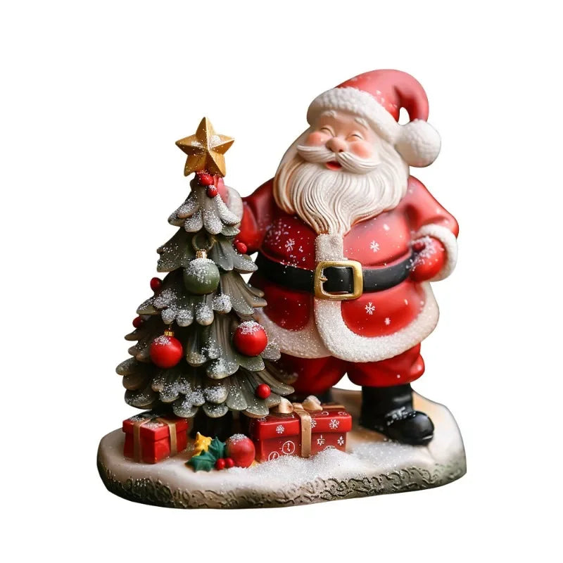 Christmas Resin Ornament – Santa Claus & Tree Desktop Decor Resin Holiday Ornament PLUSH