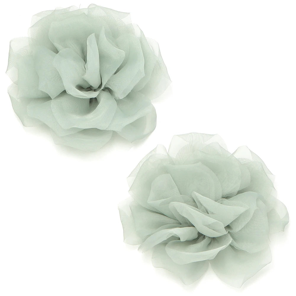 2pcs 10cm Chiffon Flower Appliques – DIY Hair & Clothes Decor Fabric Flower Appliques PLUSH green 10cm